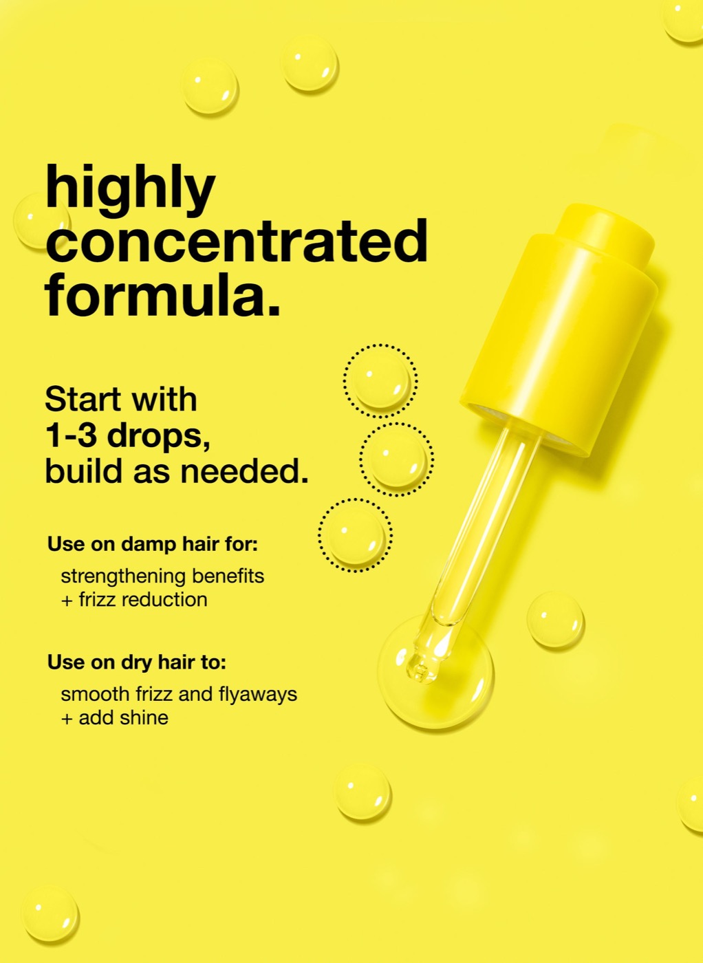 K18 Molecular Repair Hair Oil dosage graphic with dropper and product drops