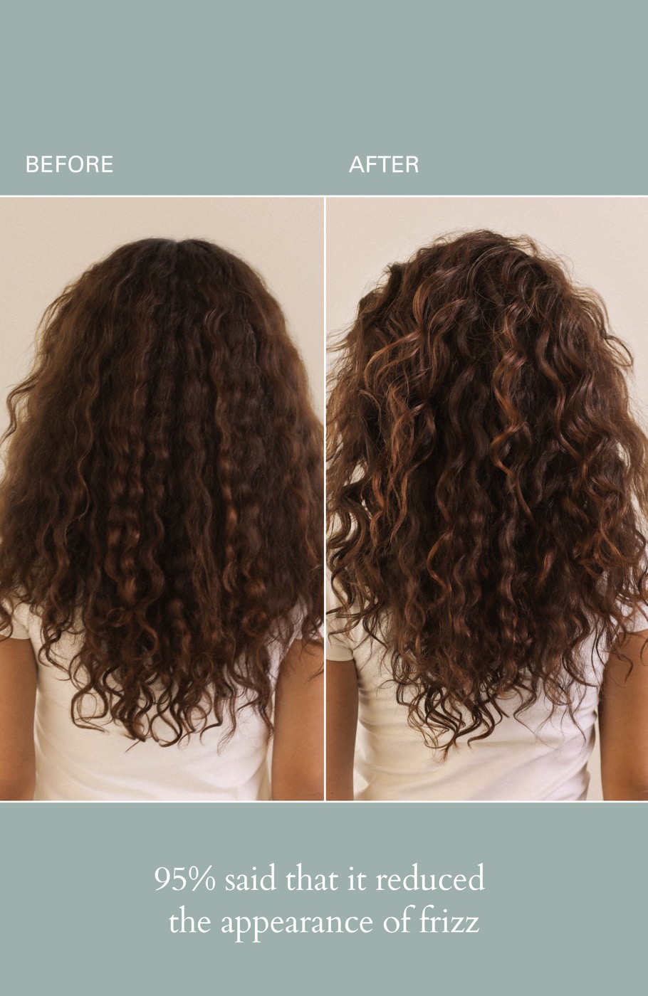 Brand-provided before and after visual for RŌZ Milk Hair Serum